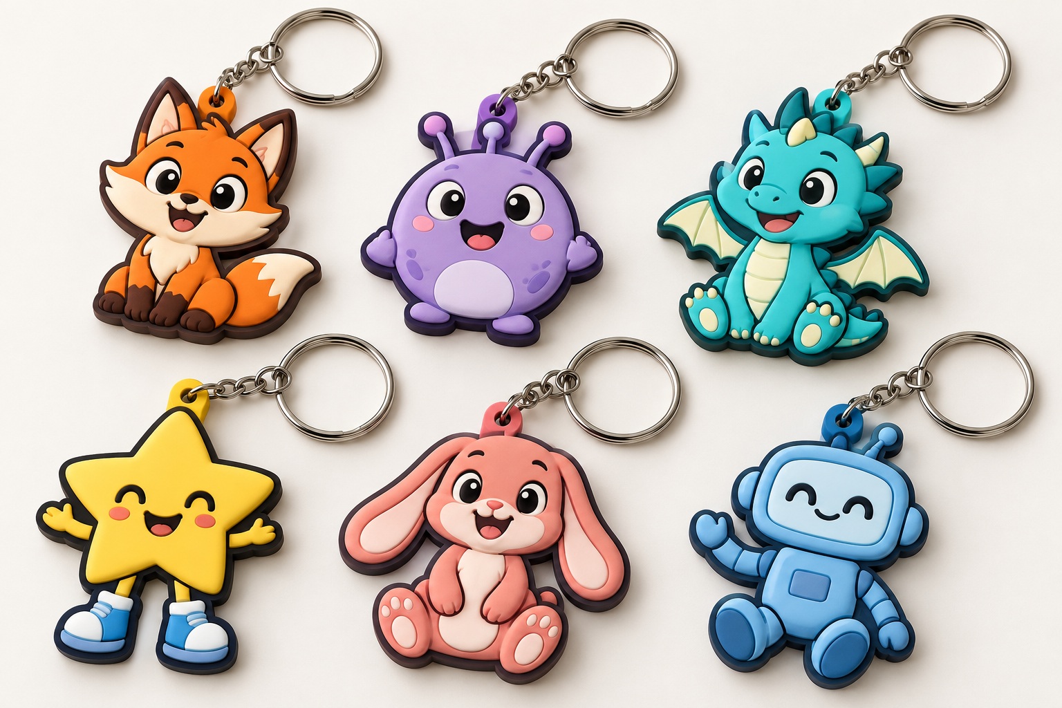 Custom PVC Cartoon Figurine Keychains OEM