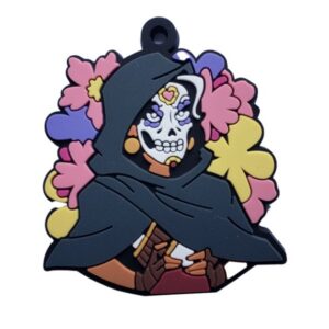 Custom PVC Floral Skull Figurine Keychain OEM