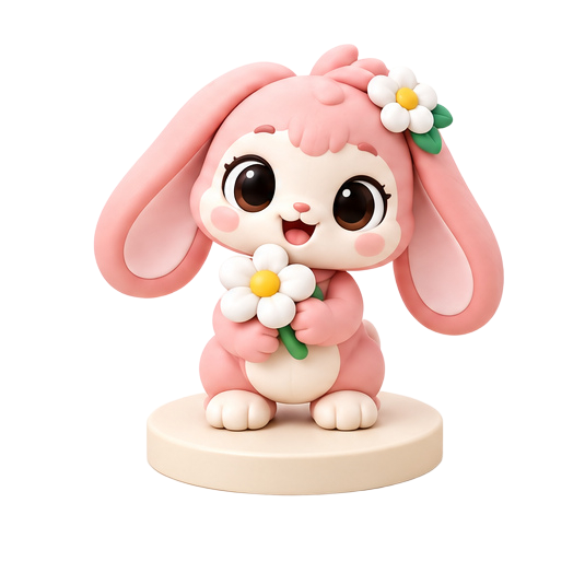 Custom PVC Flower Rabbit Figure Ornament Wholesale